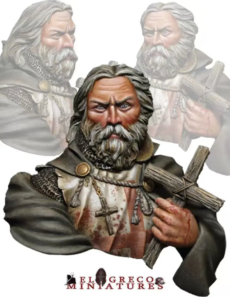 Medieval Crusader Knight with Cross Resin Bust Figure - resin model view 2