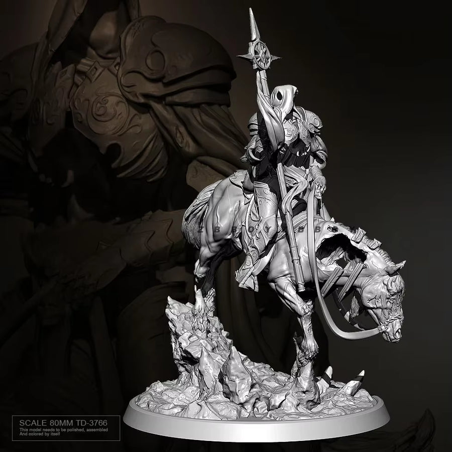 Noble Knight on Horseback with Halberd 60mm Resin Figure Kit - resin model view 2