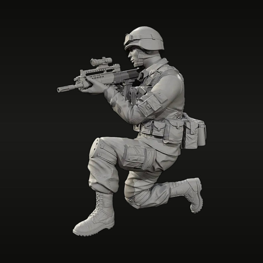 Modern Tactical Operator with Assault Rifle 1/35 Resin Figure Kit - unpainted resin model kit
