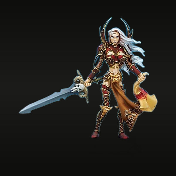Fantasy Female Warrior with Straight Sword and Antlered Headpiece 28mm Resin Figure Kit