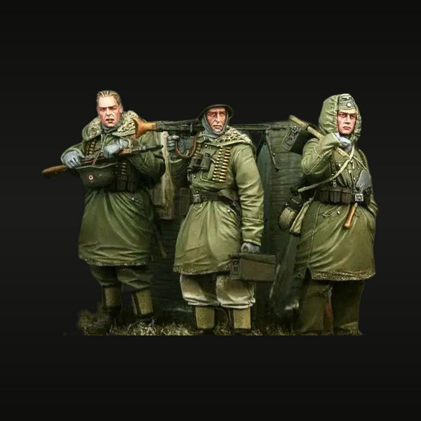 WWII German MG-42 Machine Gun Team Winter Coats 1/35 Resin Figure Set