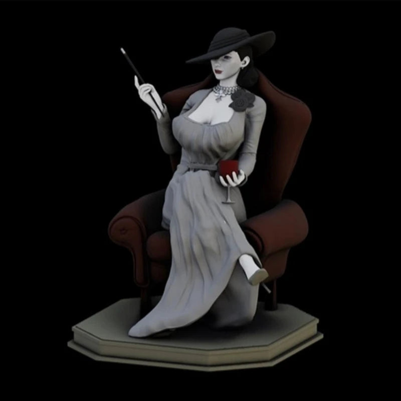 Elegant Villain Lady in Cowboy Hat 1/24 Resin Bust Kit - resin model view 3