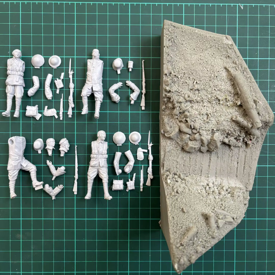 WWI British Soldiers Raising Canadian Flag 54mm Resin Diorama Kit - resin model view 3