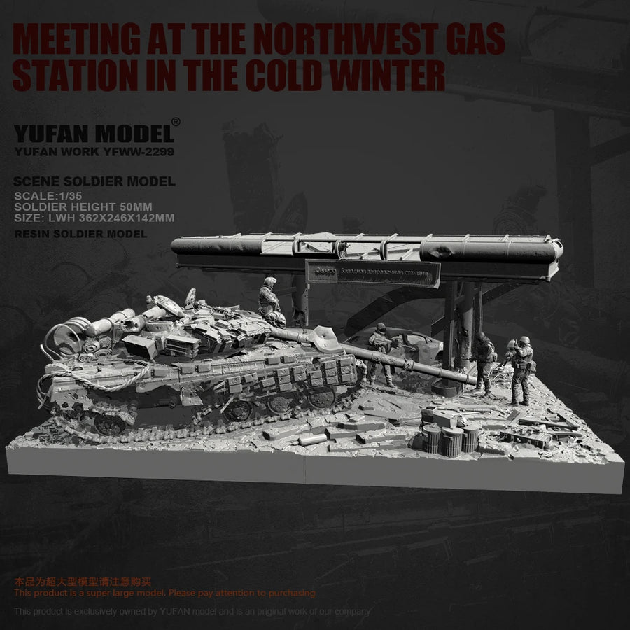 YUFAN MODEL1/35 Winter Gas Station (Complete Set) Colorless Self-Assembly YFWW-2299+3D