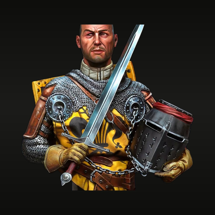 Medieval Scottish Warrior with Heraldic Lion Shield 1/12 Resin Bust Kit - unpainted resin model kit