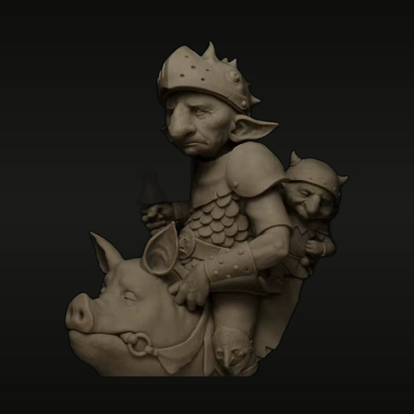 Fantasy Goblin Warriors on Pig Mount 1/12 Resin Figure Kit