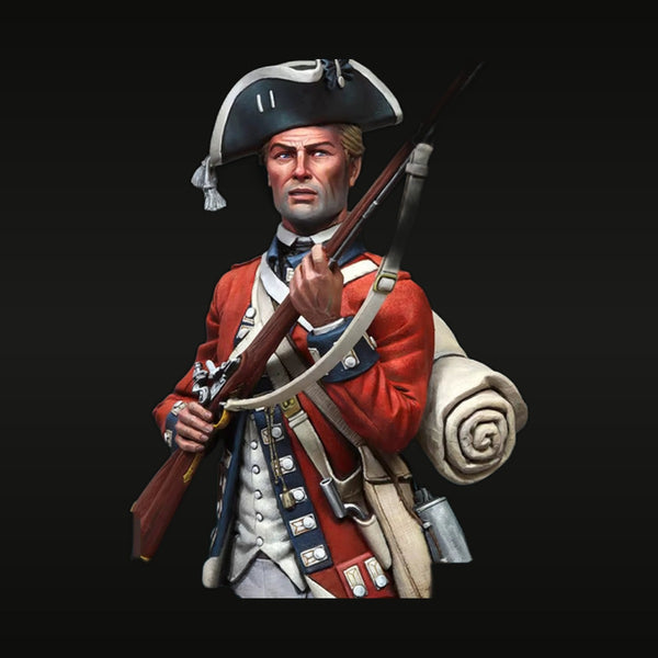 18th Century British Redcoat Soldier with Musket 1/12 Resin Bust Kit