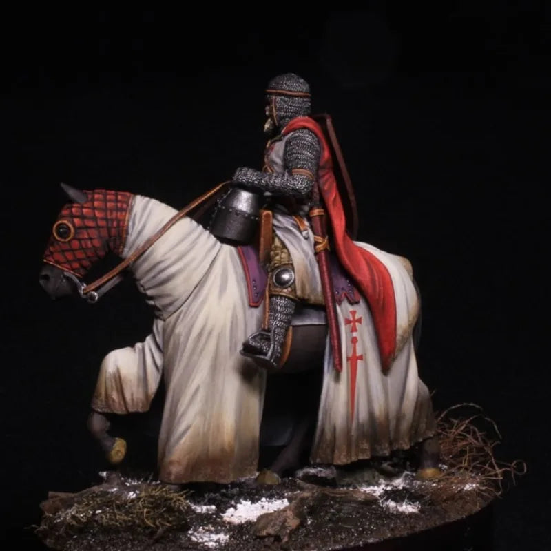 Medieval Crusader Knight on Horseback 1/32 Resin Figure Kit - resin model view 5