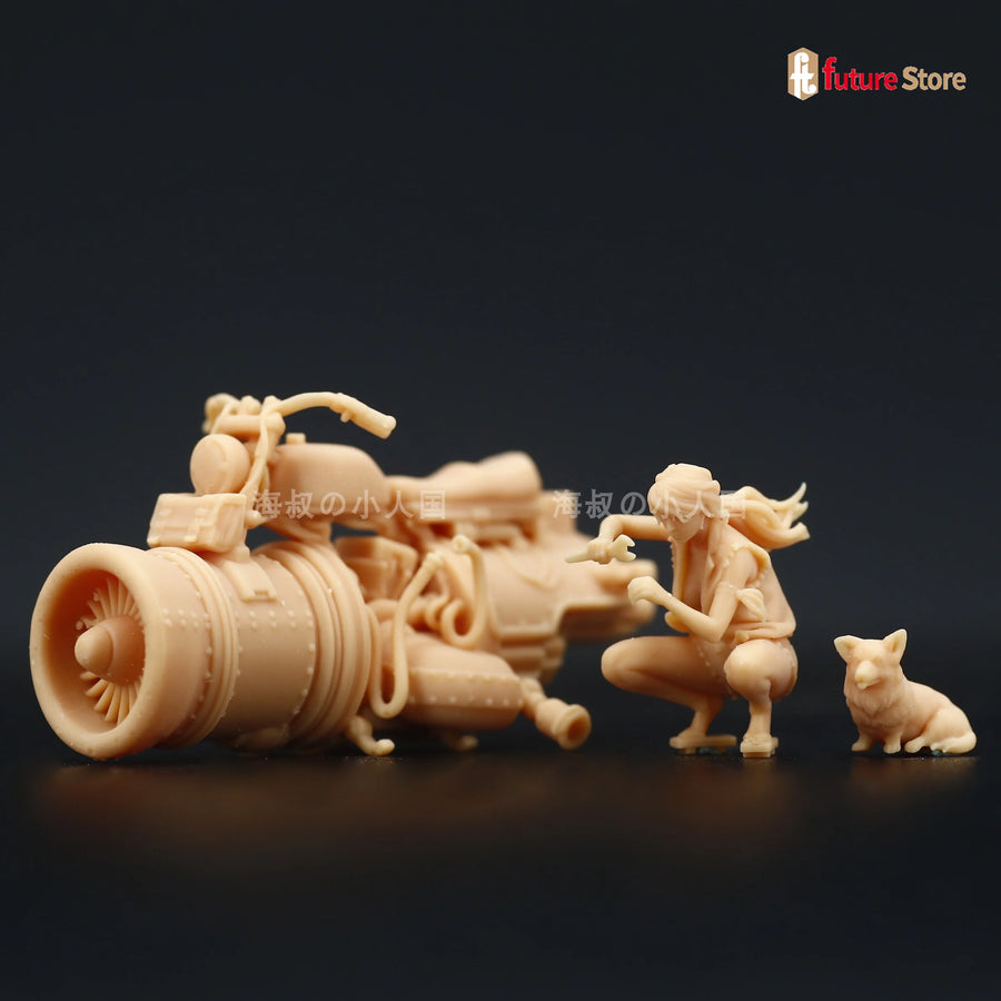 Anime Male Fighter with Wrench and Creature 1/64 Resin Figure Kit - resin model view 3