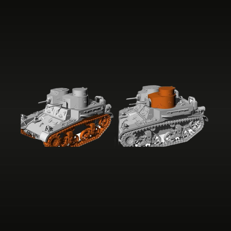 US M3 Stuart Light Tank 1/87 Scale Resin Vehicle Kit - unpainted resin model kit