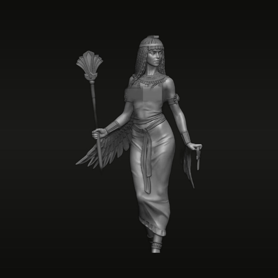 Egyptian Goddess Isis with Ankh and Lotus Staff 75mm Resin Bust Kit - unpainted resin model kit