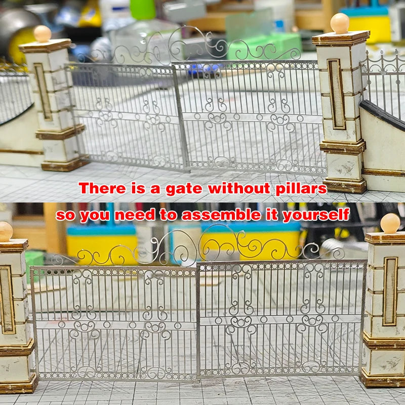 Photo Eatch PE Assembly Architectural Model Sand Table Iron Gate Gate Front Door Building Diorama Scale Model Kit 1/35