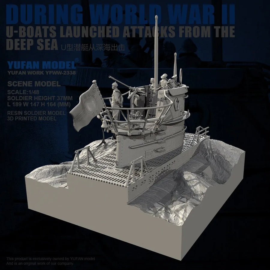 WWII German U-Boat Flak Gun Crew Conning Tower Diorama 1/48 Resin Kit - resin model view 2