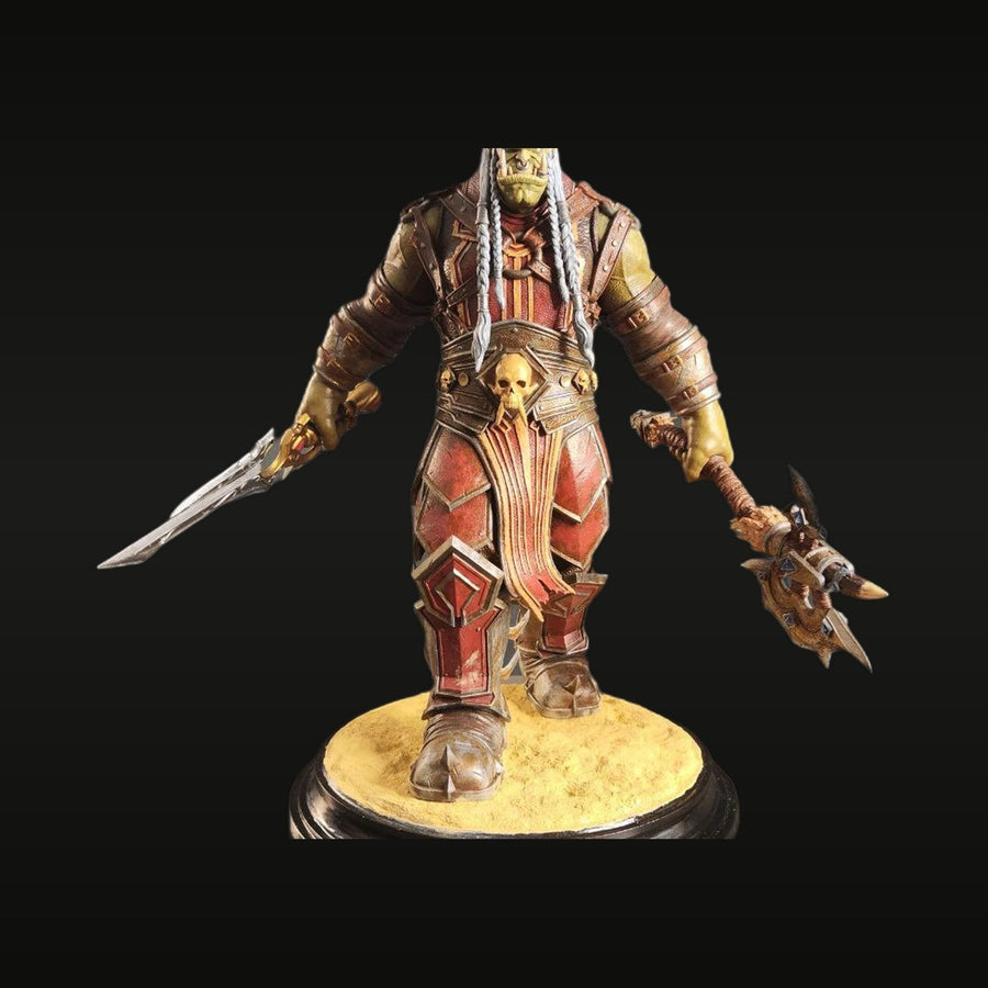Fantasy Orc Warrior with Sword and Axe 75mm Resin Figure - unpainted resin model kit