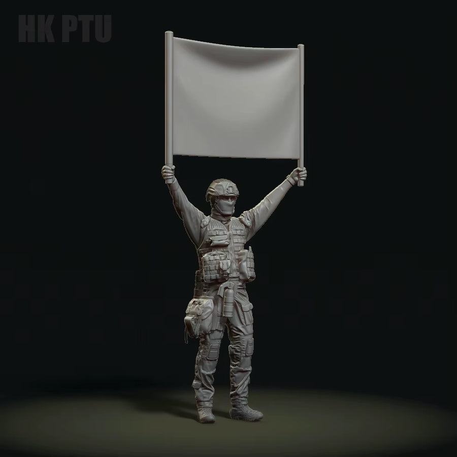Modern Soldier with Flag Victory Pose 1/35 Resin Figure Kit - resin model view 3