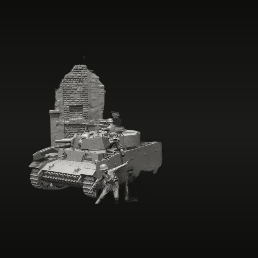 WWII German Panzer IV Tank Urban Combat Diorama 1/35 Resin Kit - unpainted resin model kit