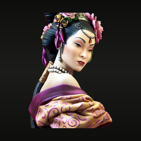 Chinese Beauty Stylized Bust with Floral Headdress 75mm Resin Kit