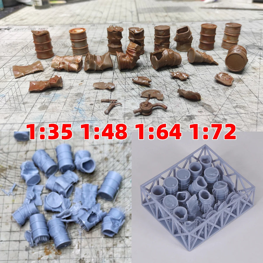 1/35 Scale Model Kit Building Oil Drum Oil Tank Oil Can Sand Table Diorama Models Suits for Car Tank Armored Vehicle Airplane