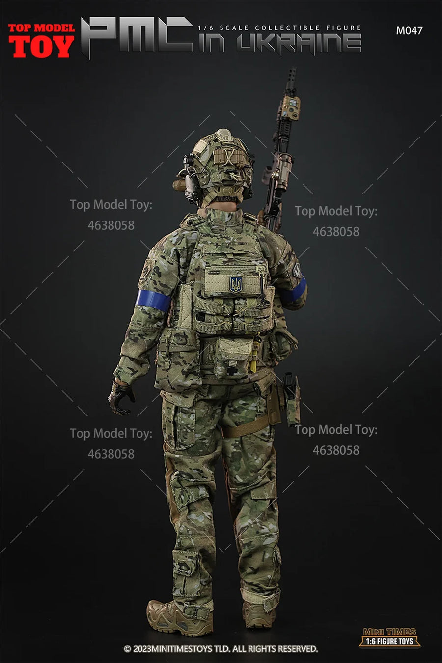 Modern Ukrainian Soldier with Blue Armband Multicam 1/6 Resin Bust Kit - resin model view 4