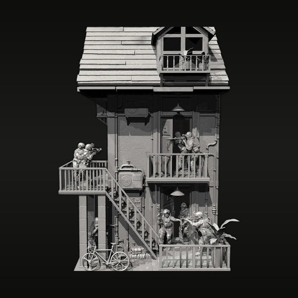 Civilian Residential Building Diorama Terrain 1/72 Resin Kit