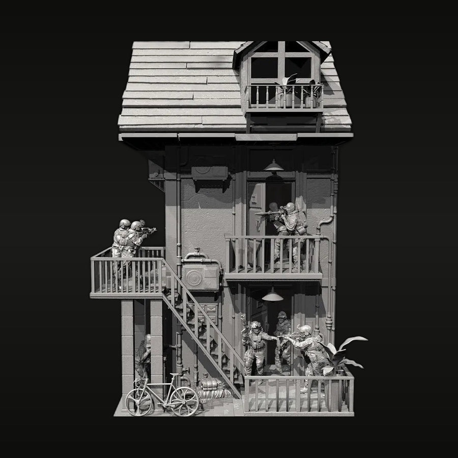 Civilian Residential Building Diorama Terrain 1/72 Resin Kit - unpainted resin model kit