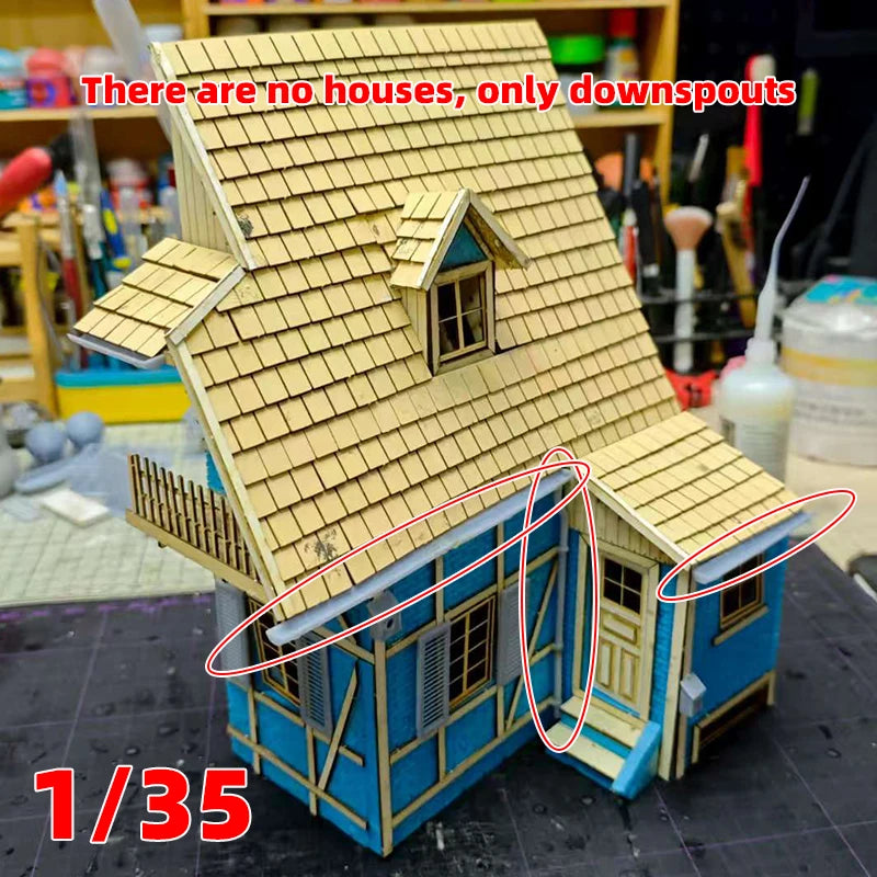 1/35 Scale Model Kit Building Downpipe Downspout Drainage Ditch Channel Pipeline Sewer Pipe Sand Table Diorama Models Suits