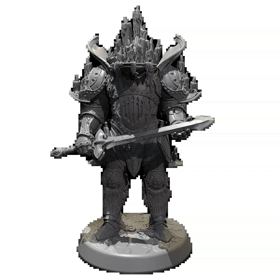 Fantasy Armored Warlord with Spiked Crown Helm Two-Handed Sword 38mm Resin Figure Kit - resin model view 5
