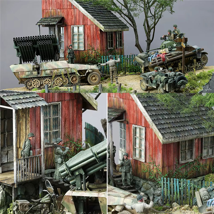 WWII Military Bunker Diorama Terrain 1/35 Scale Resin & Wood Kit - resin model view 5