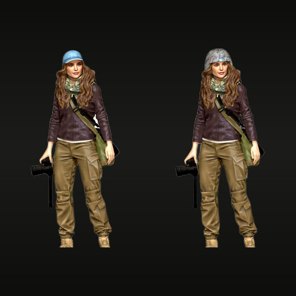 Modern Female Field Operator with 2 Interchangeable Heads 1/16 Resin Figure Kit