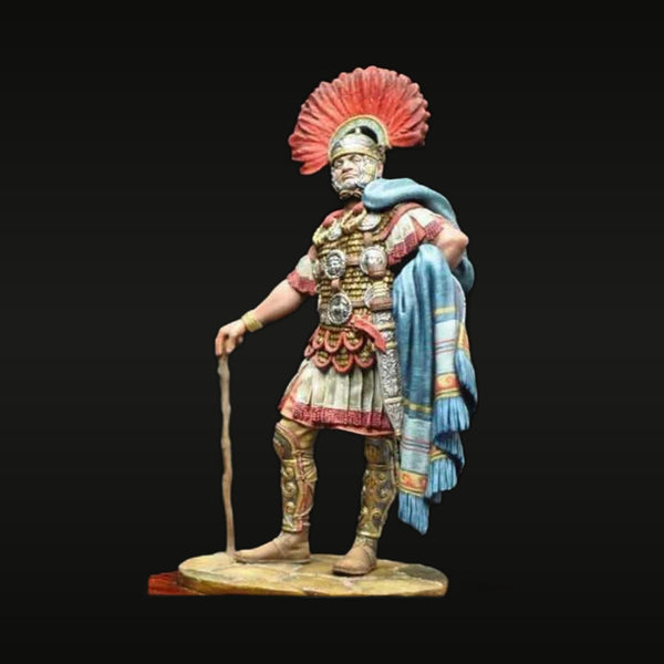 Ancient Roman General with Transverse Crest Helmet and Vitis 54mm Resin Figure Kit