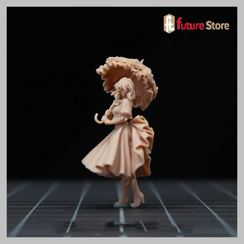Vintage Girl with Suitcase & Lion 1/64 Resin Diorama Figure Kit - resin model view 3