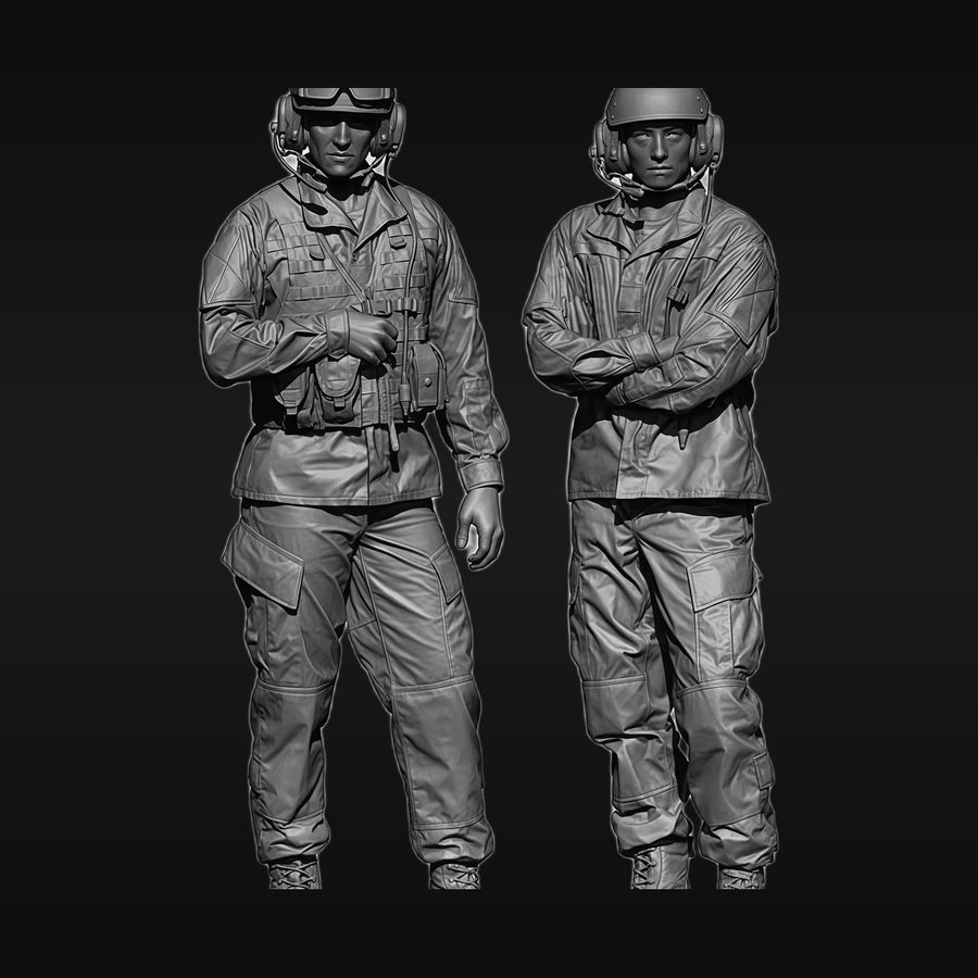 Modern Fighter Pilots with Flight Gear 1/35 Resin Figure Set (2) - unpainted resin model kit