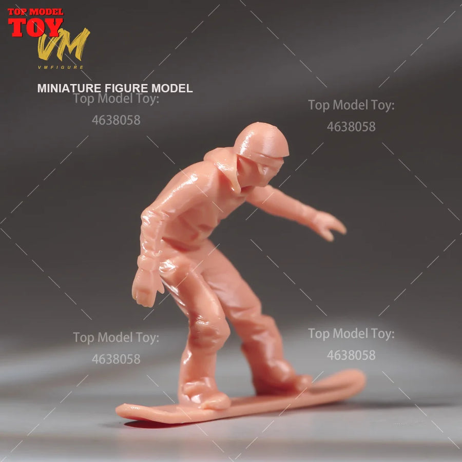 Painted Miniatures 1/64 1/43 1/87 Men'S Snowboarding Male Scene Figure Dolls Unpainted Model for Cars Vehicles Decoration Toy