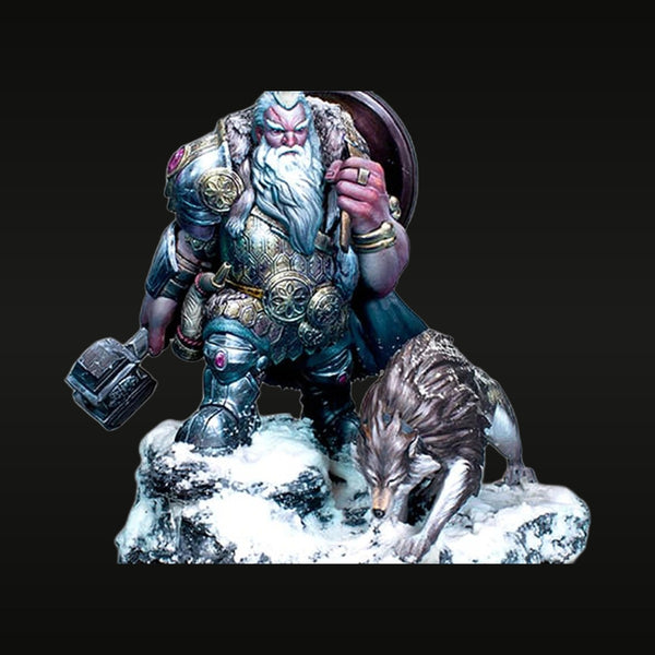 Halsten the Dwarf Warrior with Wolf 90mm Resin Figure