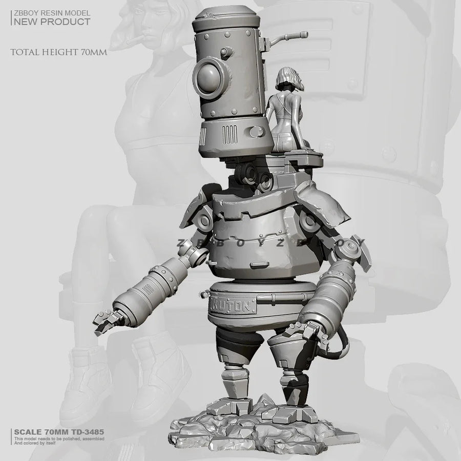 Sci-Fi Robot with Pin-Up Girl 70mm Scale Resin Figure Kit - resin model view 3