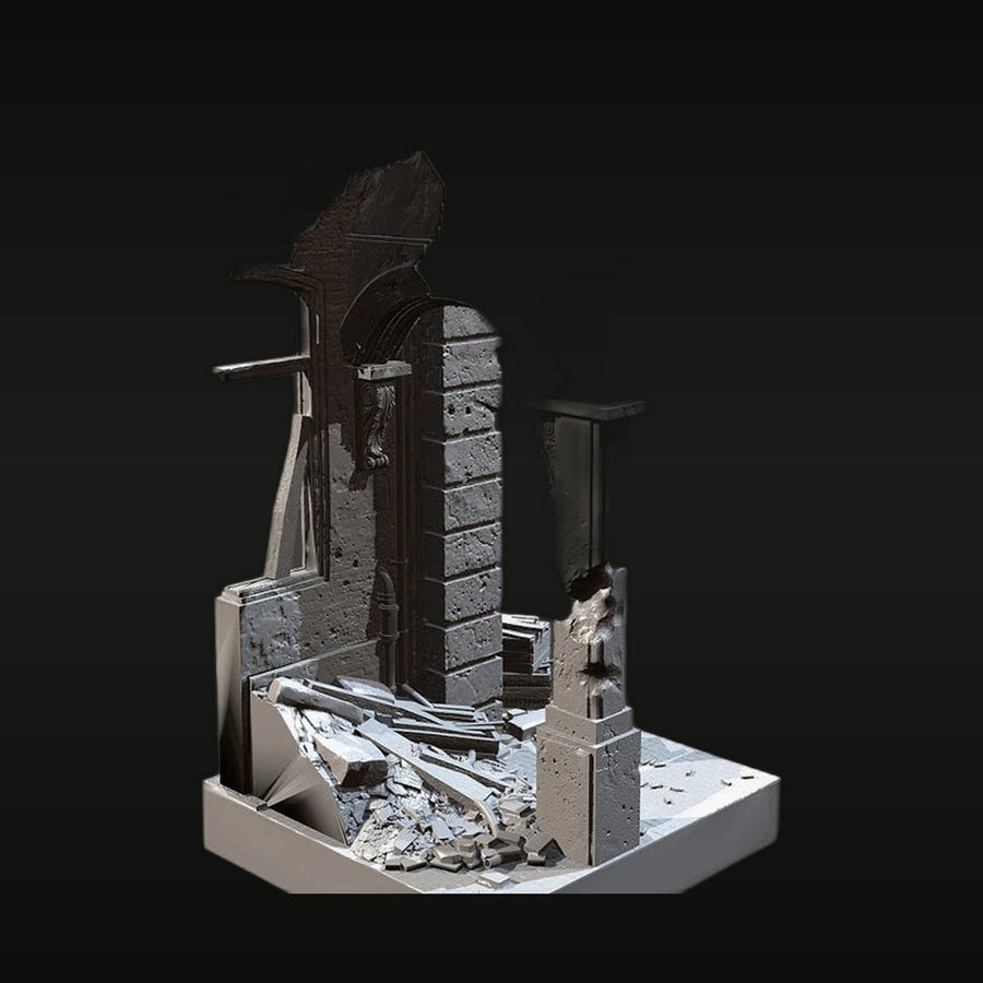 Destroyed Urban Building Ruins Diorama Base 1/35 Resin Kit - unpainted resin model kit
