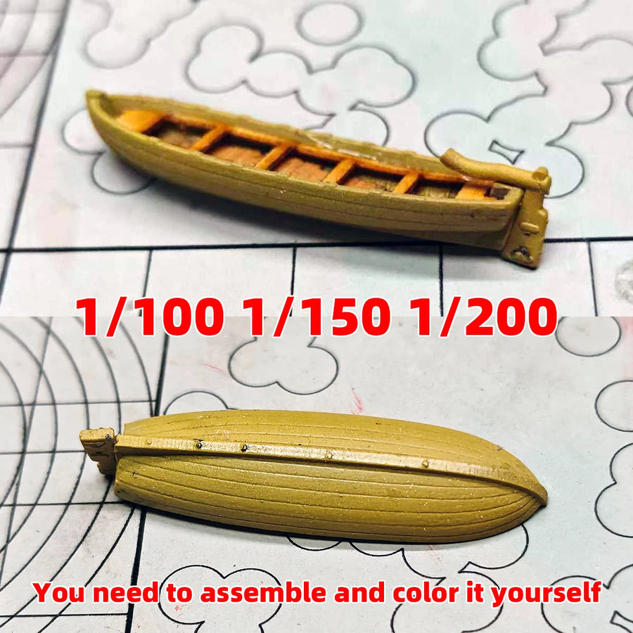 Classical Sailboat Wood Wooden Skiff Dinghy Small Boat Lifeboat Working Ship Scale Set Static Model Kit 1/100 1/150 1/200