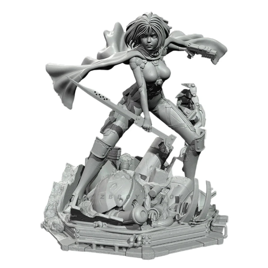 Sci-Fi Female Warrior Figure with Sword and Pistol Diorama Resin Kit - resin model view 4