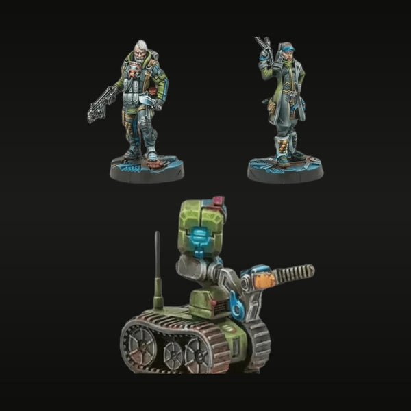 Sci-Fi Kosmoflot Tactical Operators with Combat Drone 28mm Resin Figure Kit