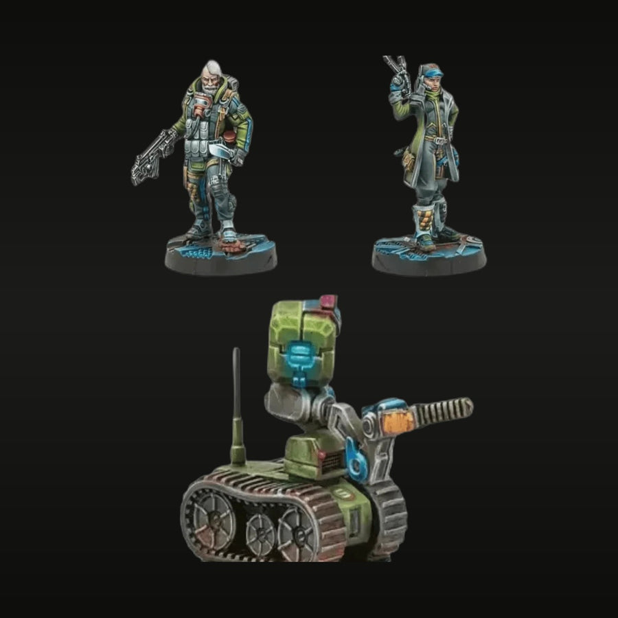 Sci-Fi Kosmoflot Tactical Operators with Combat Drone 28mm Resin Figure Kit - unpainted resin model kit