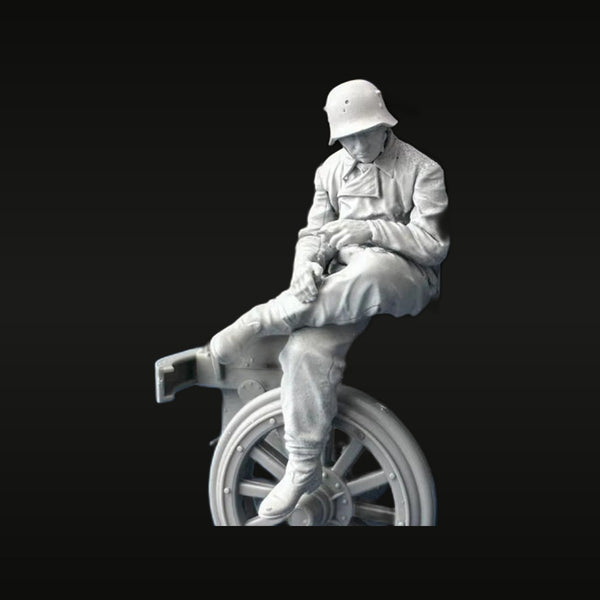 WWII German Soldier Seated on Truck Wheel 1/35 Resin Figure Kit