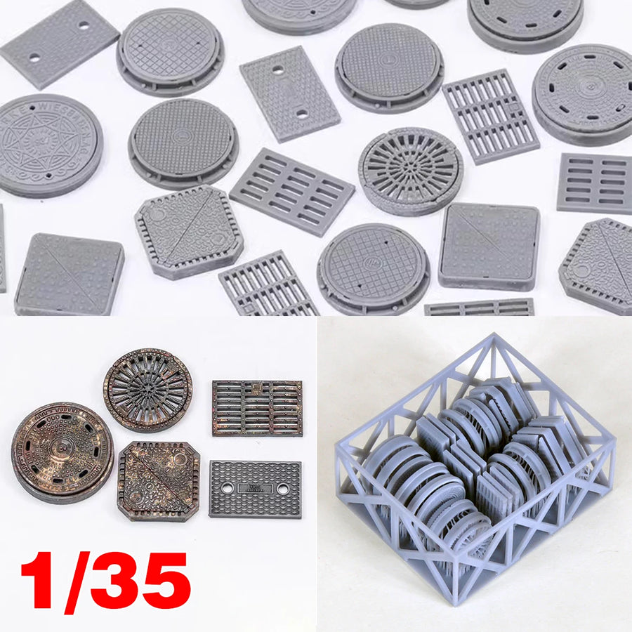 1/35 Manhole Covers Set (Resin Terrain) - unpainted resin model kit