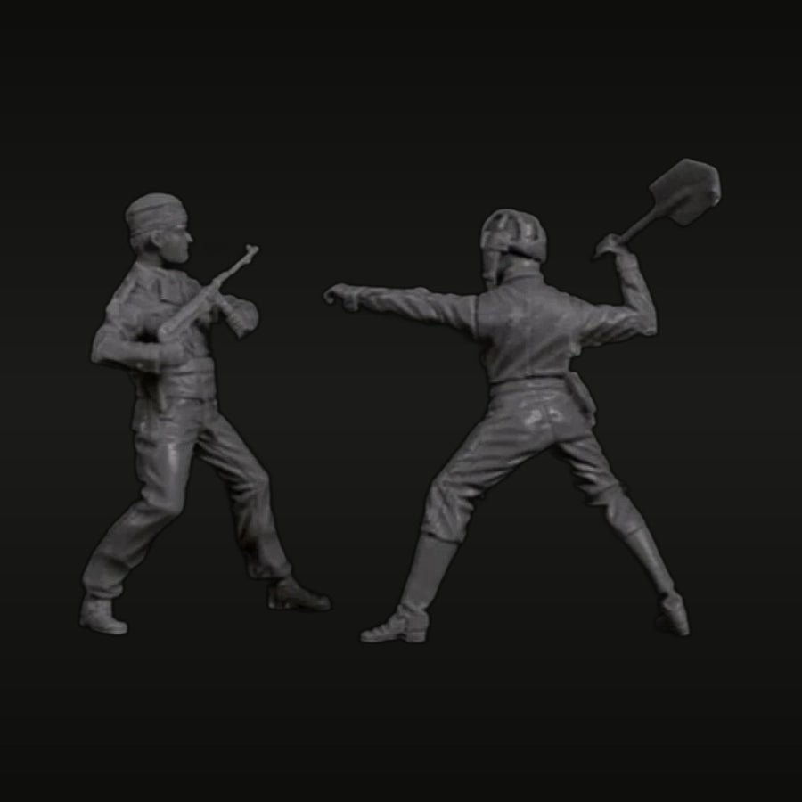 WWII Soviet & German Tank Crew Combat 1/35 Resin Figure Set - unpainted resin model kit
