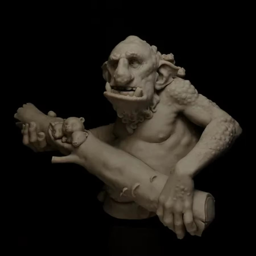 Monster and Stump 1/12 Scale Resin Bust Fantasy Miniature Garage Kit Unassembled and Unpainted Diorama DIY Toys