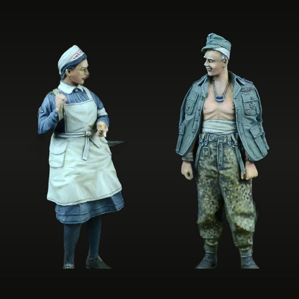 WWII German DRK Nurse & Wounded Soldier 1/35 Resin Figure Set