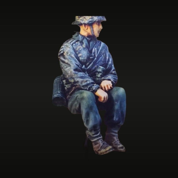 WWI German Soldier Seated with Stahlhelm 1/35 Resin Figure Kit