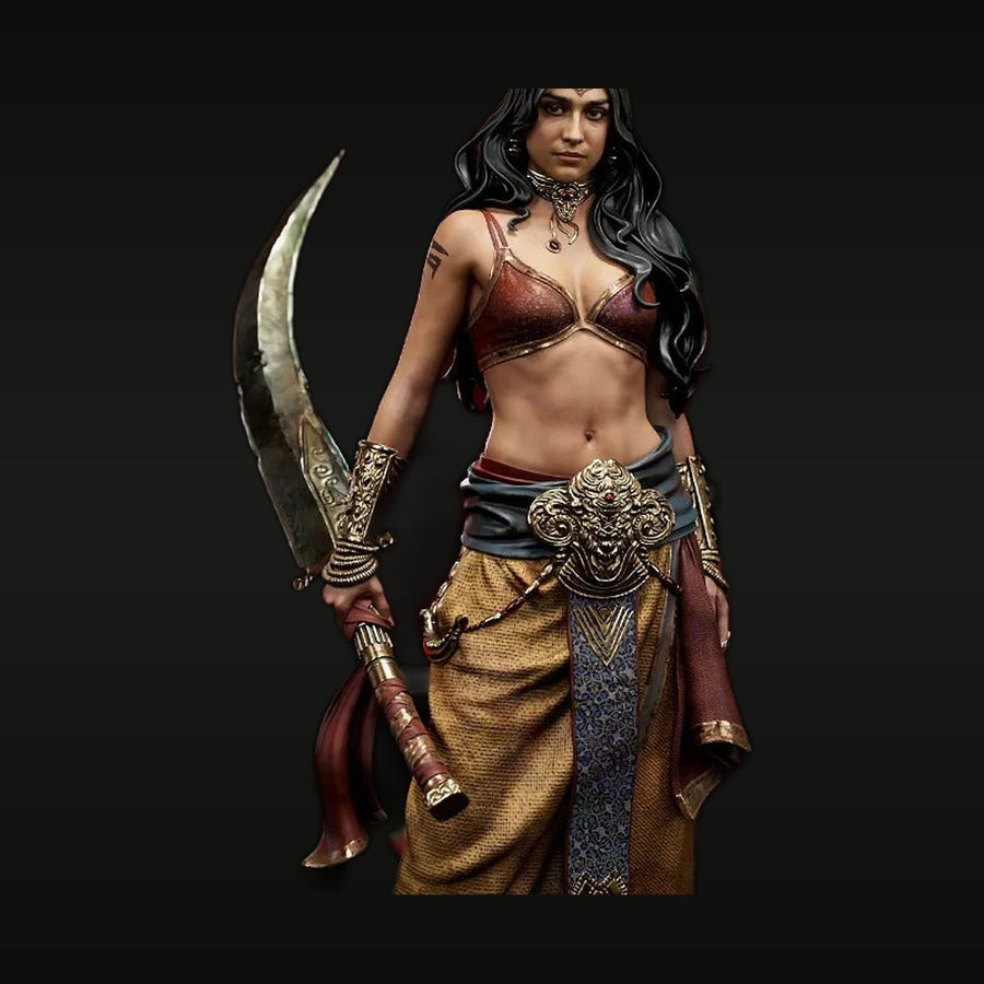 Fantasy Middle Eastern Pinup Warrior Woman with Scimitar 1/24 Resin Figure - unpainted resin model kit