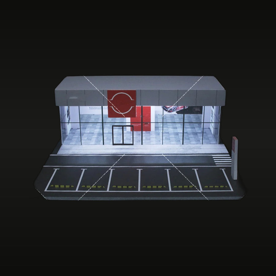 Modern Convenience Store with Parking Lot 1:64 Resin Diorama Kit - unpainted resin model kit