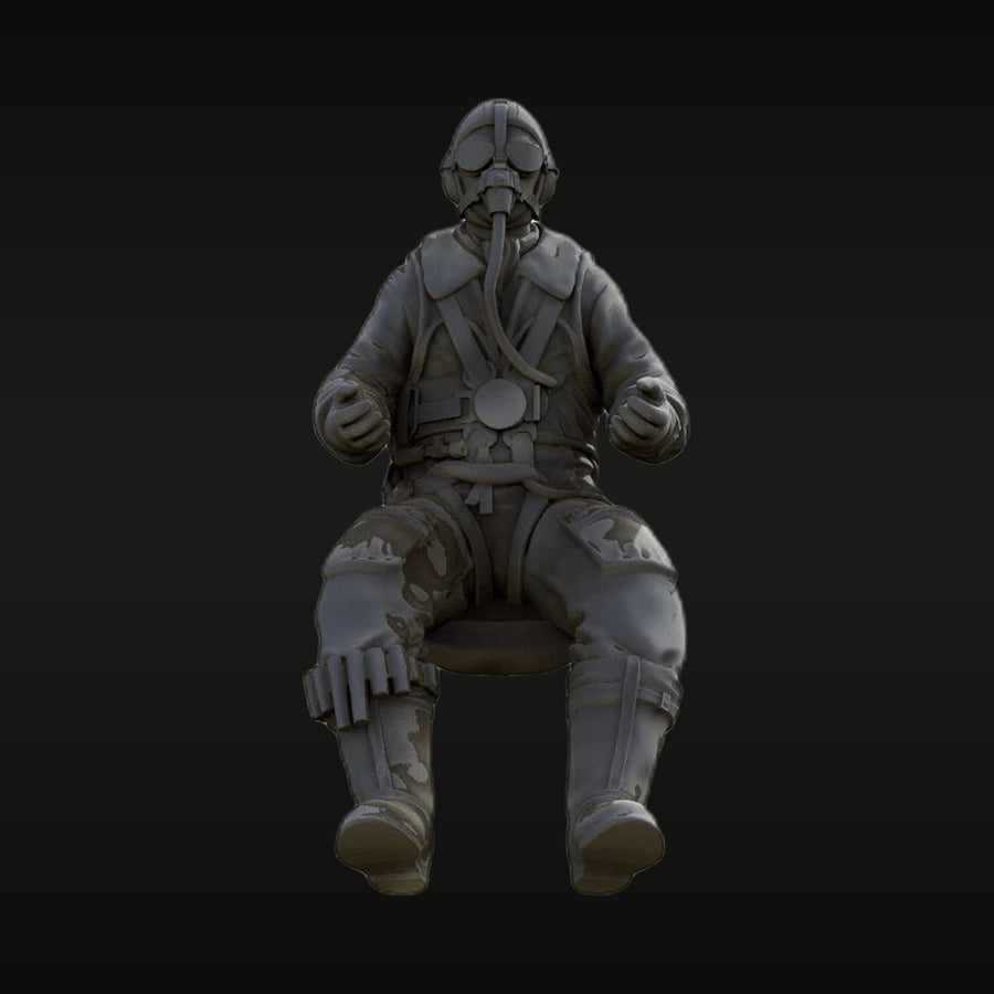 WWII German Luftwaffe Pilot in Flight Gear Seated 1/48 Resin Figure Kit - unpainted resin model kit