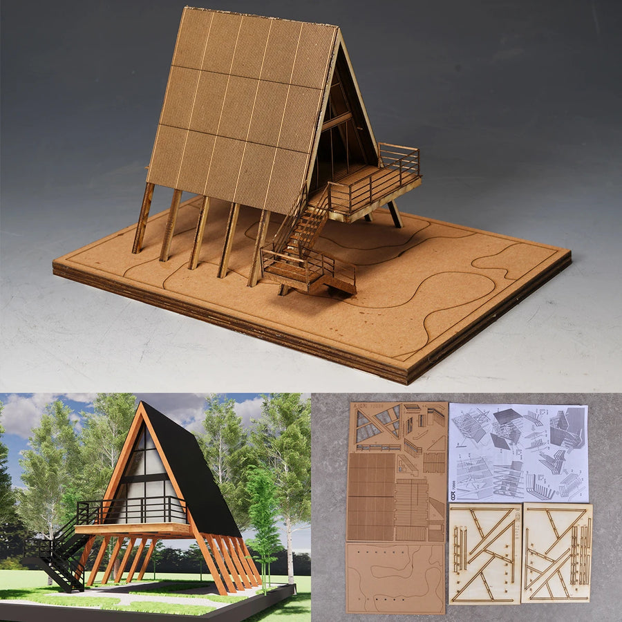 Assembly Architectural Building Model Sand Table Country House Streetscape Diorama Scale Model Kit Display Base Stand 1/72